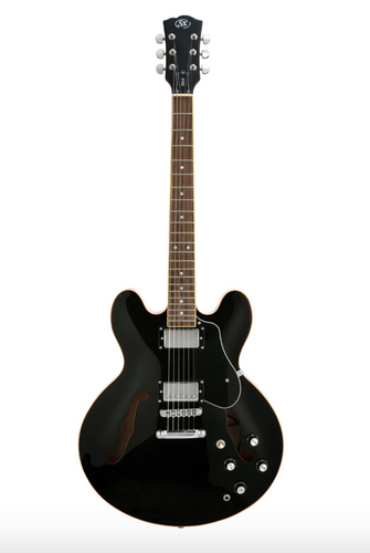 SX 335 Style Semi-Hollow Electric Guitar - Black