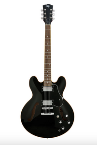 SX 335 Style Semi-Hollow Electric Guitar - Black