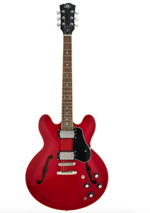SX 335 Style Semi-Hollow Electric Guitar - Cherry Red