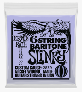 Ernie Ball - Slinky 6 String Baritone Electric Guitar Strings W/Ball Ends - 13-72 Gauge